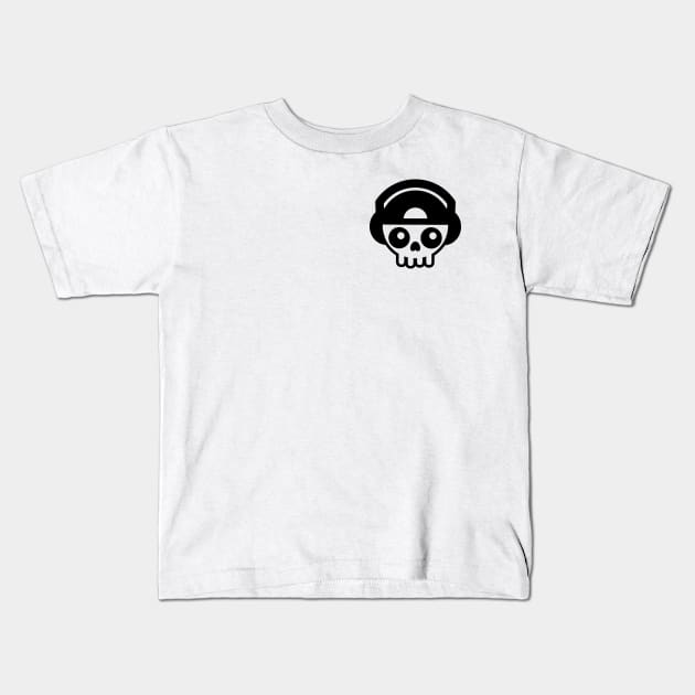 Skull With Headphones Minimalist Aesthetic Design Kids T-Shirt by PANGANDOY